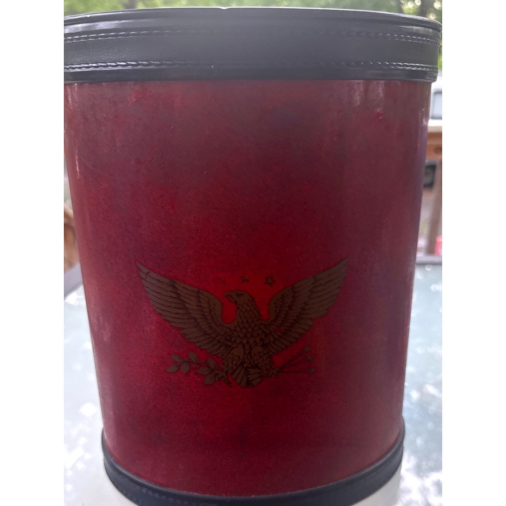Kraftware Wastebasket Red Good Federal Eagle Faux Leather Vintage